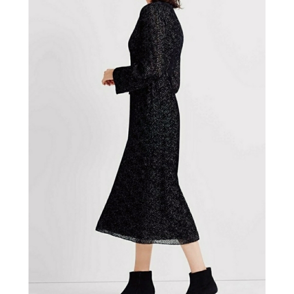 Club Monaco black deep-v burn out midi dress 2 - Picture 4 of 8